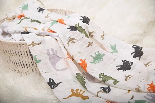 Miniatura 3 de Mantas de muselina de algodón orgánico para bebés, ropa de cama, toalla para envolver bebés, sobres multifuncionales, estampado de dinosaurio para