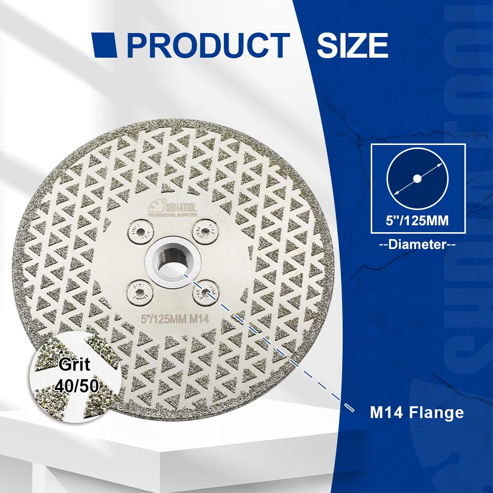 SHDIATOOL Disque Diamant 125mm Lame de Scie Électroplaqué pour Coupe et Meulage Pierre Granit Marbre Tuile