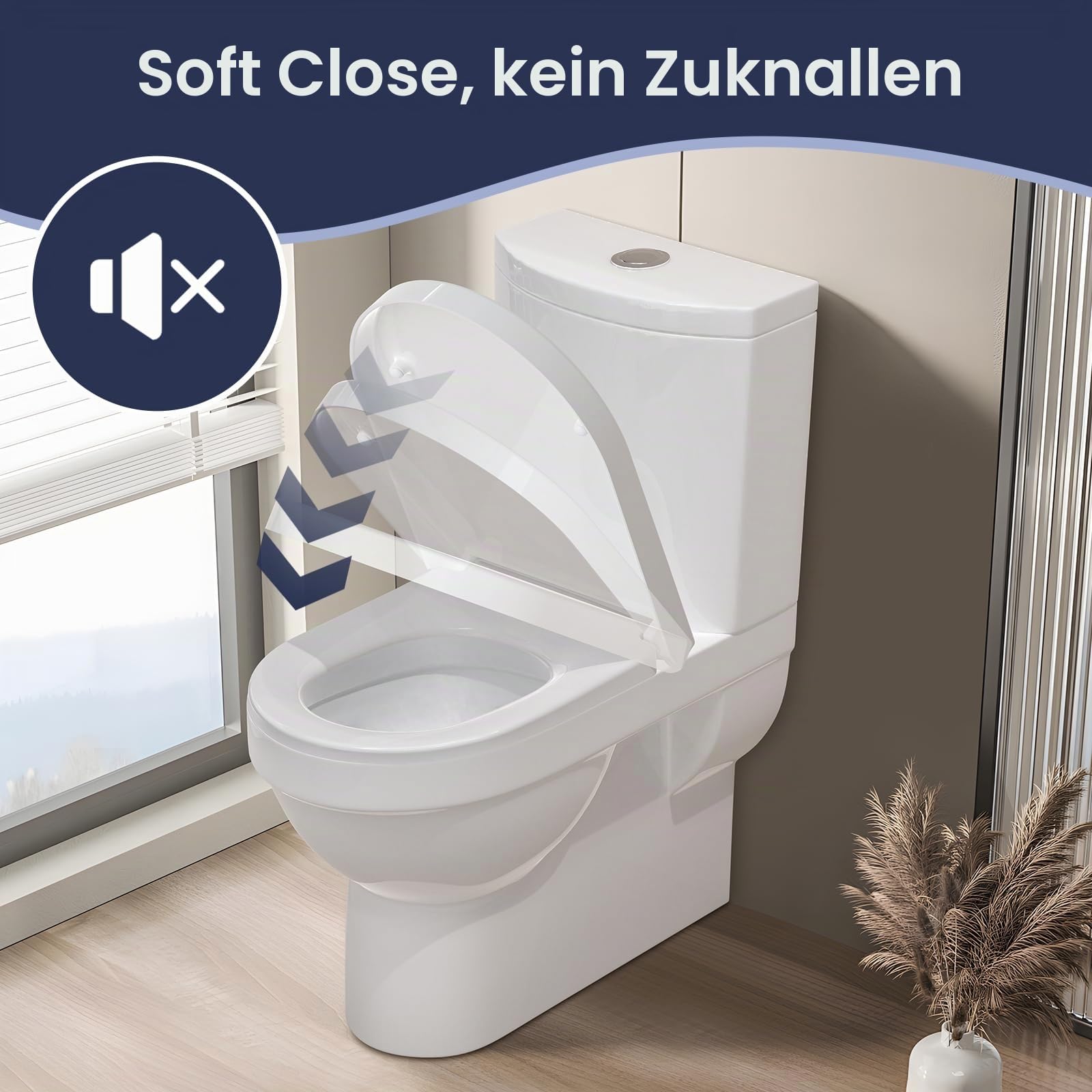 SAMODRA Premium Toilettendeckel D-Form,WC Sitz mit Absenkautomatik,Weiß Klodeckel mit Quick-Release-Funktion und Softclose,Toilettensitz, Klobrille aus Duroplast - 460 * 353 mm