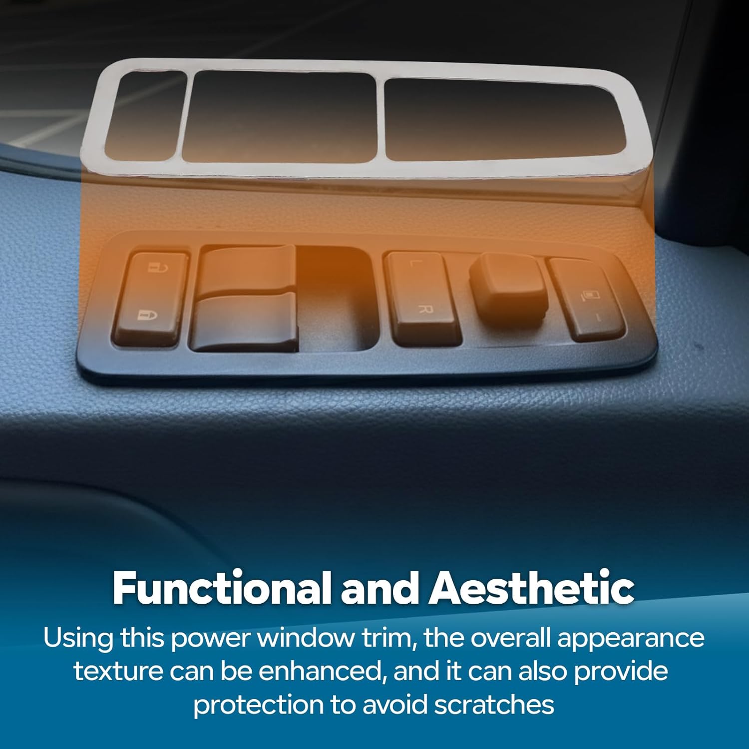 Alpha Rider Power Window Trim Fits for Kenworth T680 & T880 Models - Includes Passenger & Driver Side Trims (Stainless Steel)