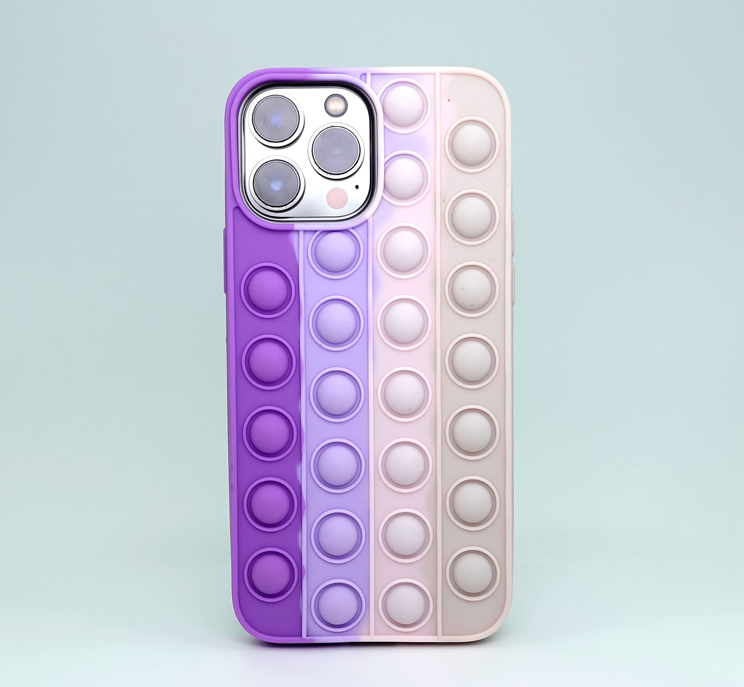 Luxify Pop it iPhone 13 Pro Max Case - Sensory Fidget Silicone Protective Shell (Purple + Multicolor)