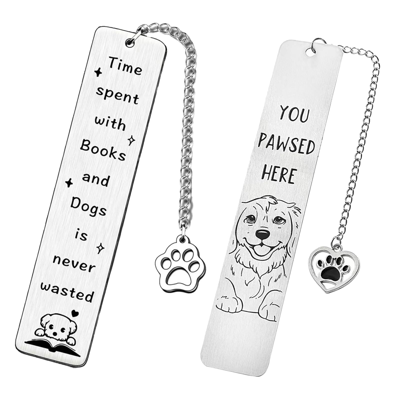Book Marks Women, Dog Bookmark for Reading Women 2 Pcs Elegant Stainless Steel Bookmarks