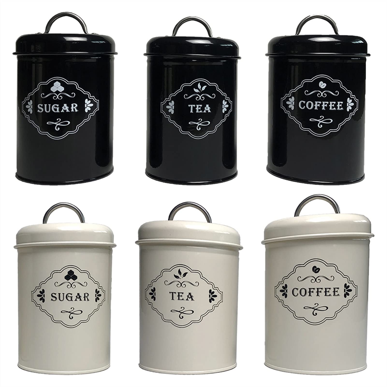 Vorratsgläser 3 stücke Kaffee Lager Set Tee Keks Zucker Organizer Jar Haushaltsspeicherwerkzeuge Kaffeebehälter (Color : 3pcs Black)