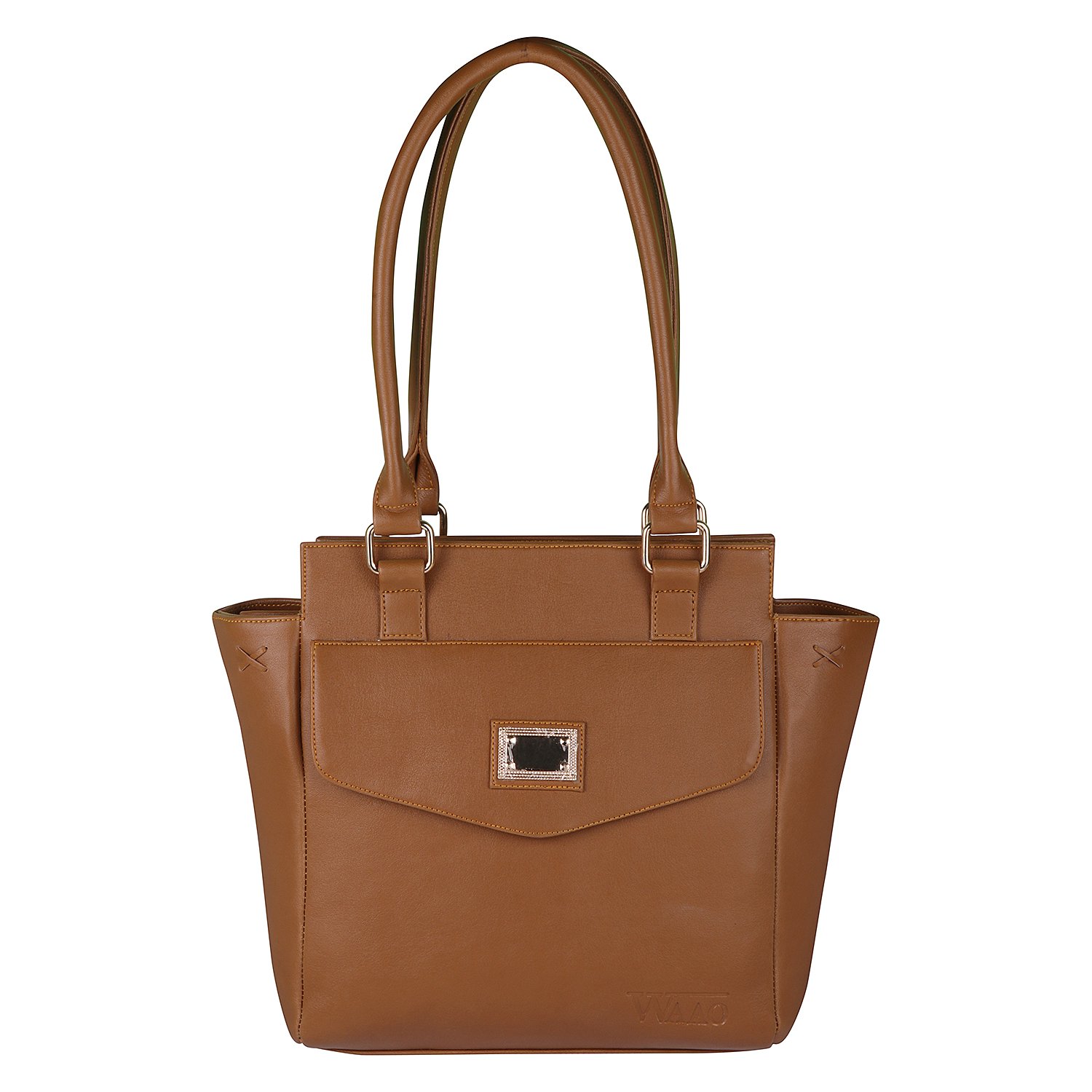 Waao PU Leather Light Brown Hand Bag For Women