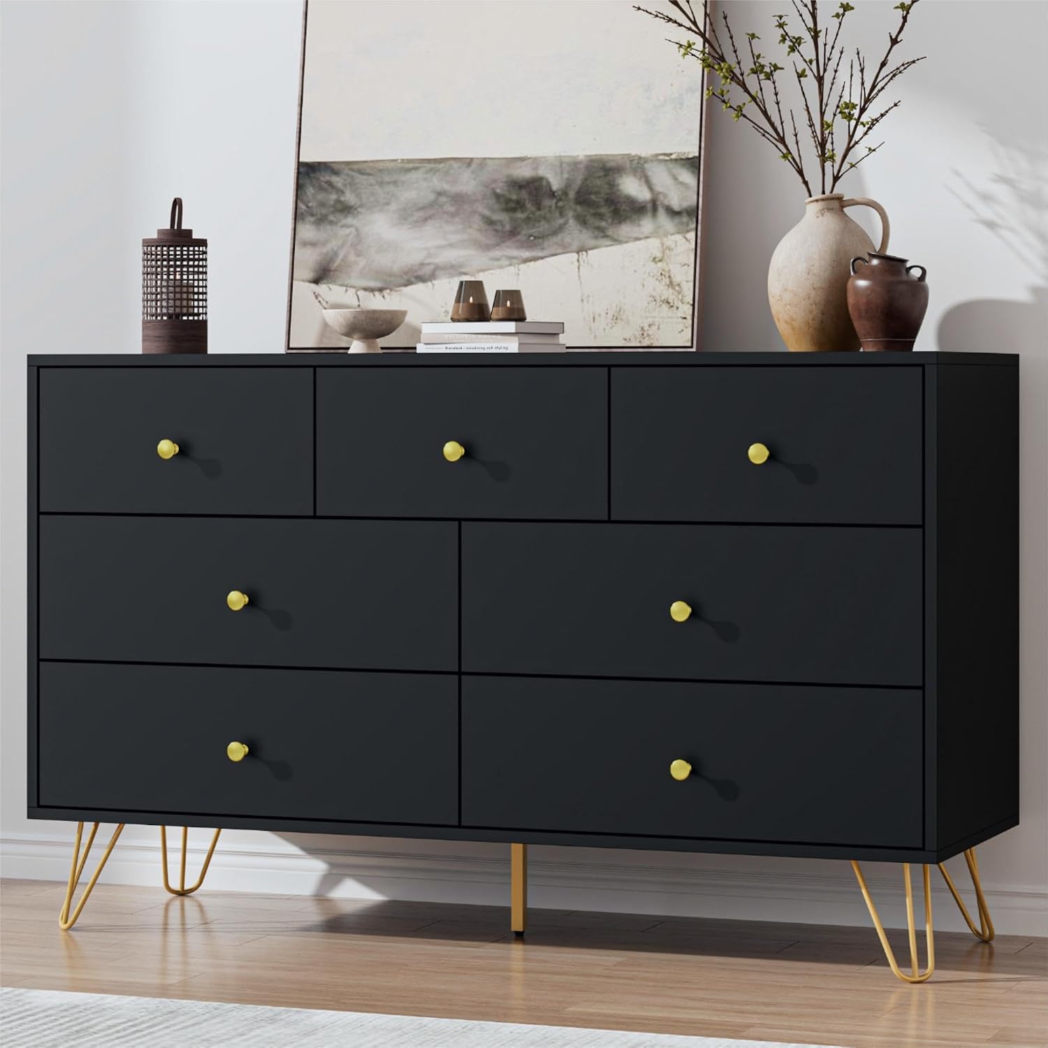 Black Dresser With Gold Knobs