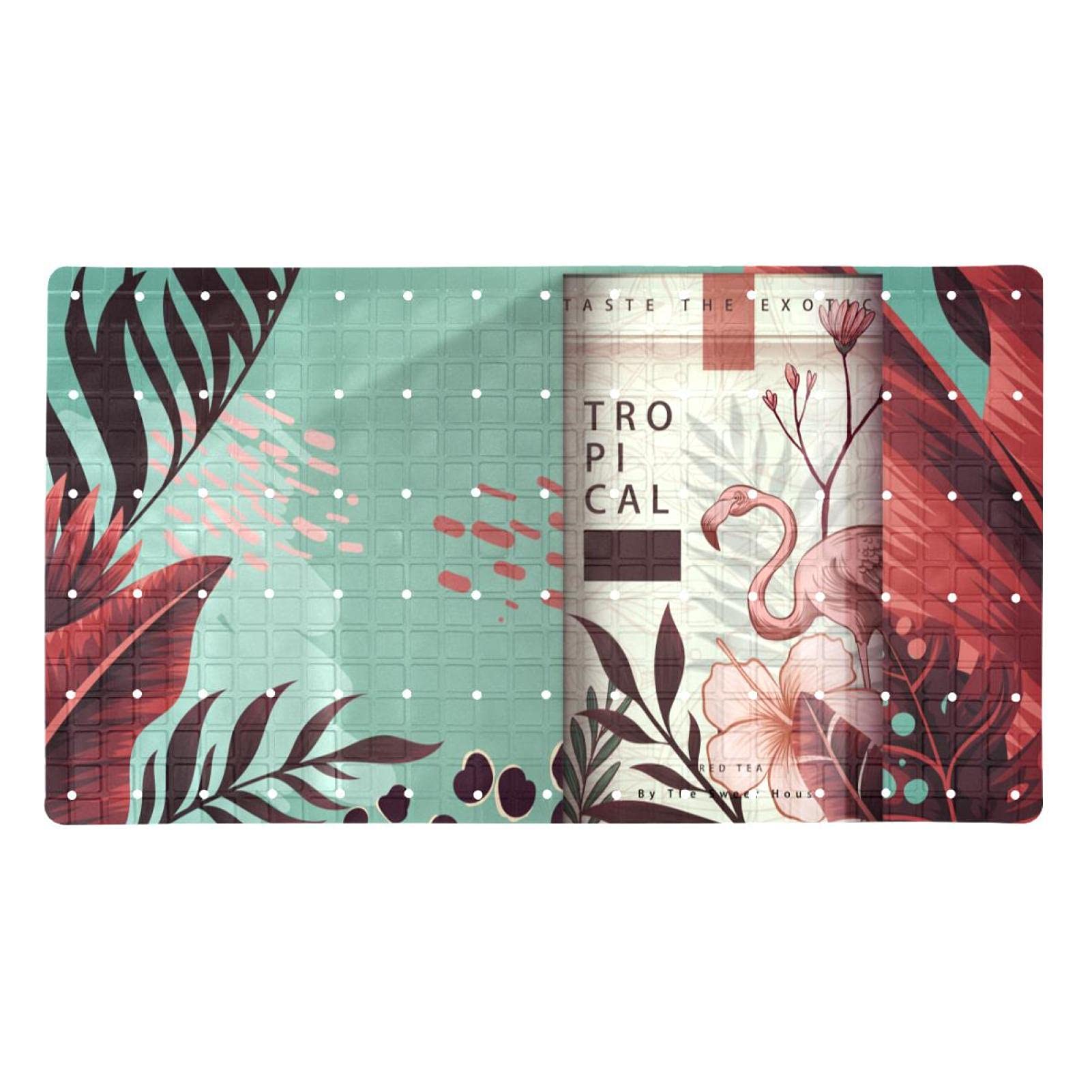 Tapis de bain antidérapant en PVC à motif flamant rose pour sécuriser la baignoire familiale