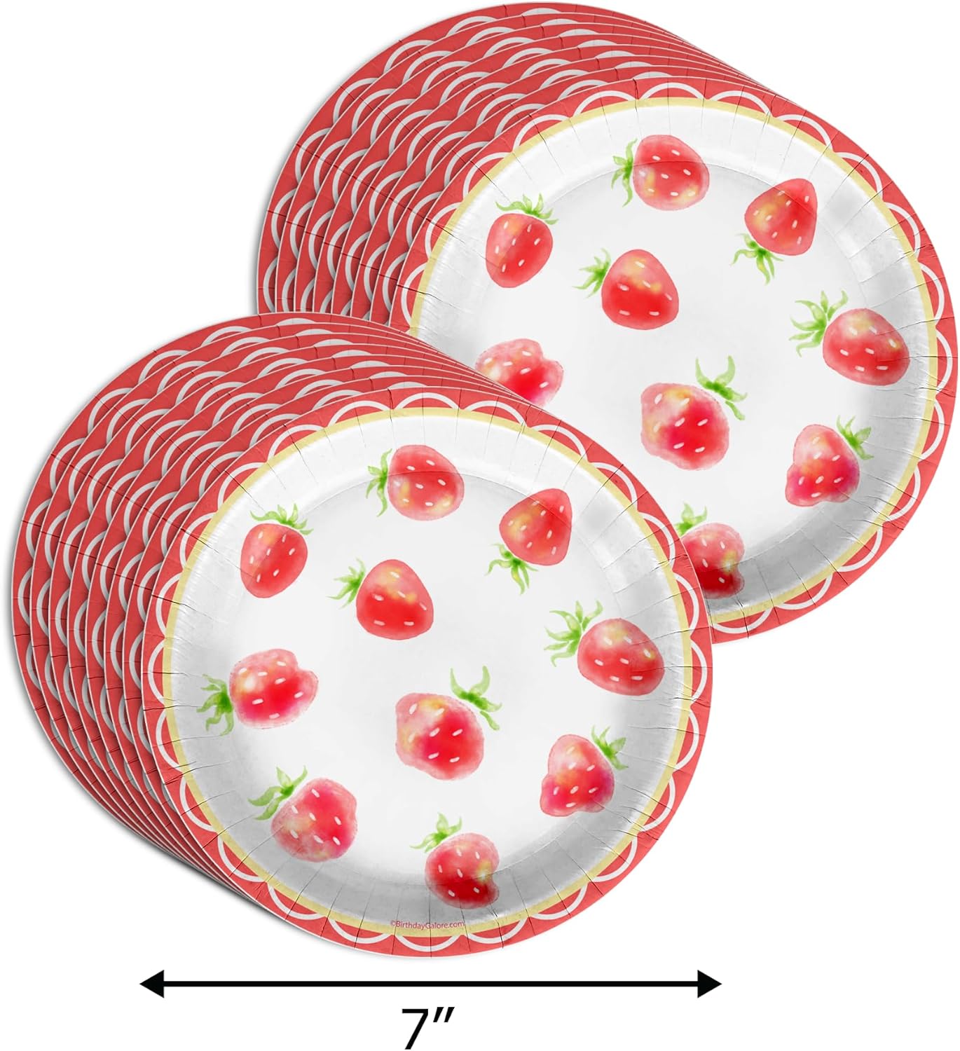 Two Sweet Strawberry Birthday Party Supplies - 64 Piece Girls Second Birthday Tableware Set Includes Large 9" Dinner Plates and 8" Dessert Paper Plates Napkins Cups - Kit for 16 - Image 4