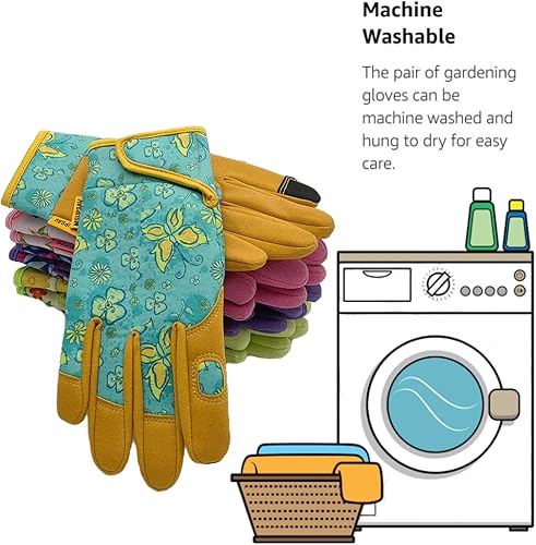 Miniatura 6 de MSUPSAV Guantes de jardinería a prueba de espinas y resistentes a pinchazos con agarre, guantes de jardín para mujeres, guantes de trabajo de cuero,