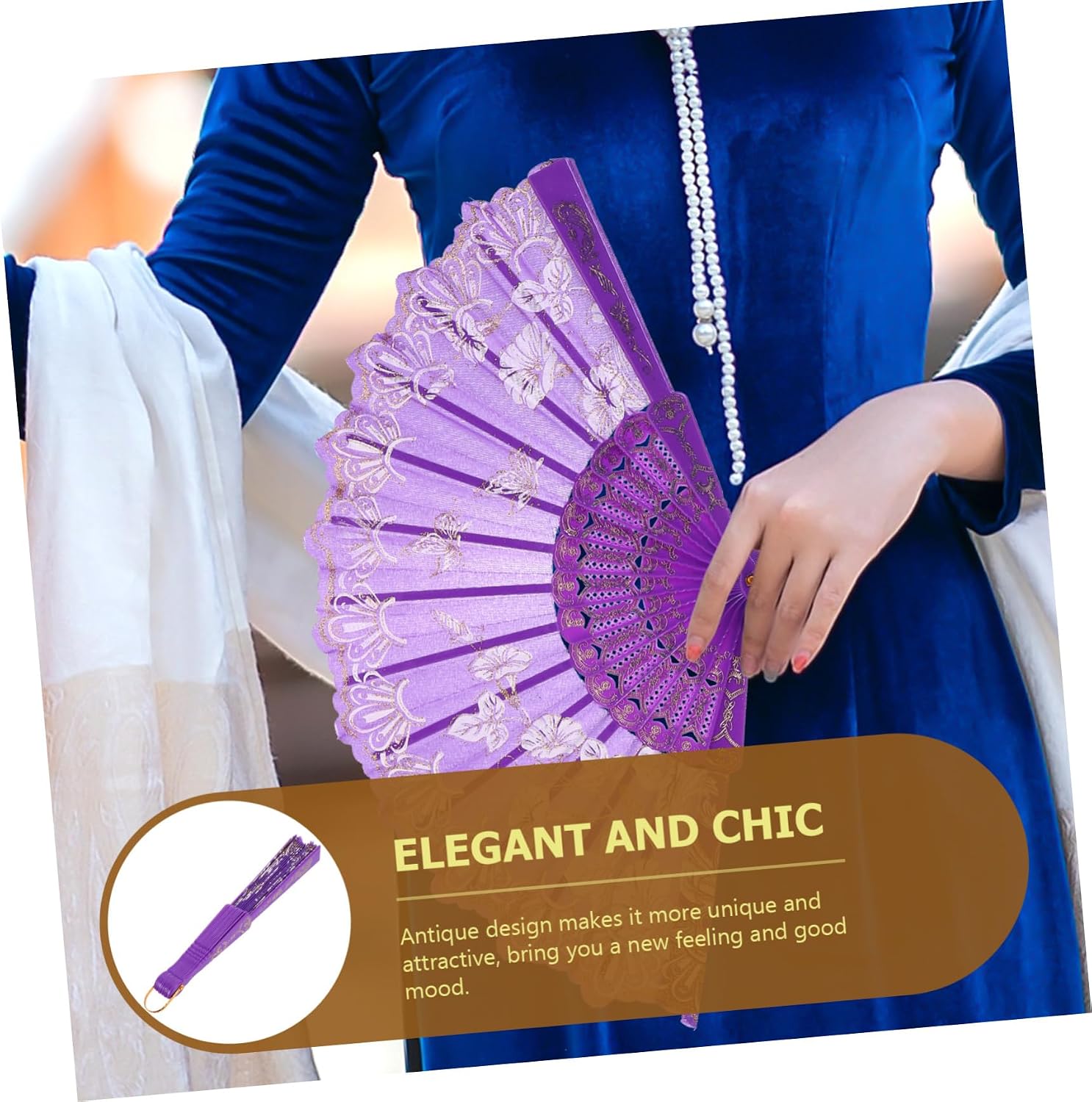 ORFOFE 8-Pack Retro Chinese Folding Hand Fan Set Dance Fan for Weddings and Parties for Dance Props and Decorations