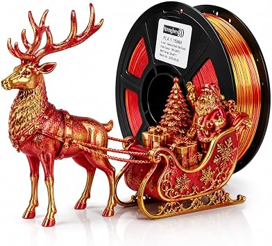 PLA 3D Printer Filament Co Extrusion,Dual Color,Silk Gold,Strong red,1.75mm Net Weight 1kg(2.2lbs)