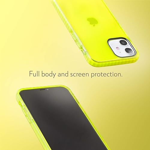Miniatura 3 de SteepLab Funda de barrera para iPhone 12 Mini, protección de 360 grados que absorbe impactos con bisel elevado y colores llamativos (amarillo neón