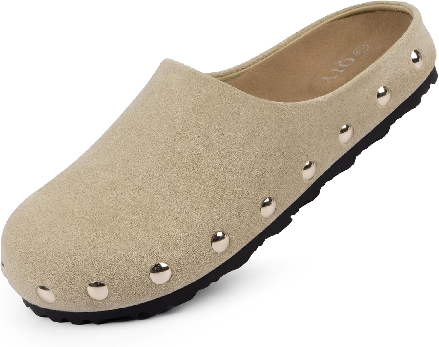 Clogs for Women Slip on Faux Suede Studded Mules Comfortable Footbed Mule Potato Shoes for Women - Image 4