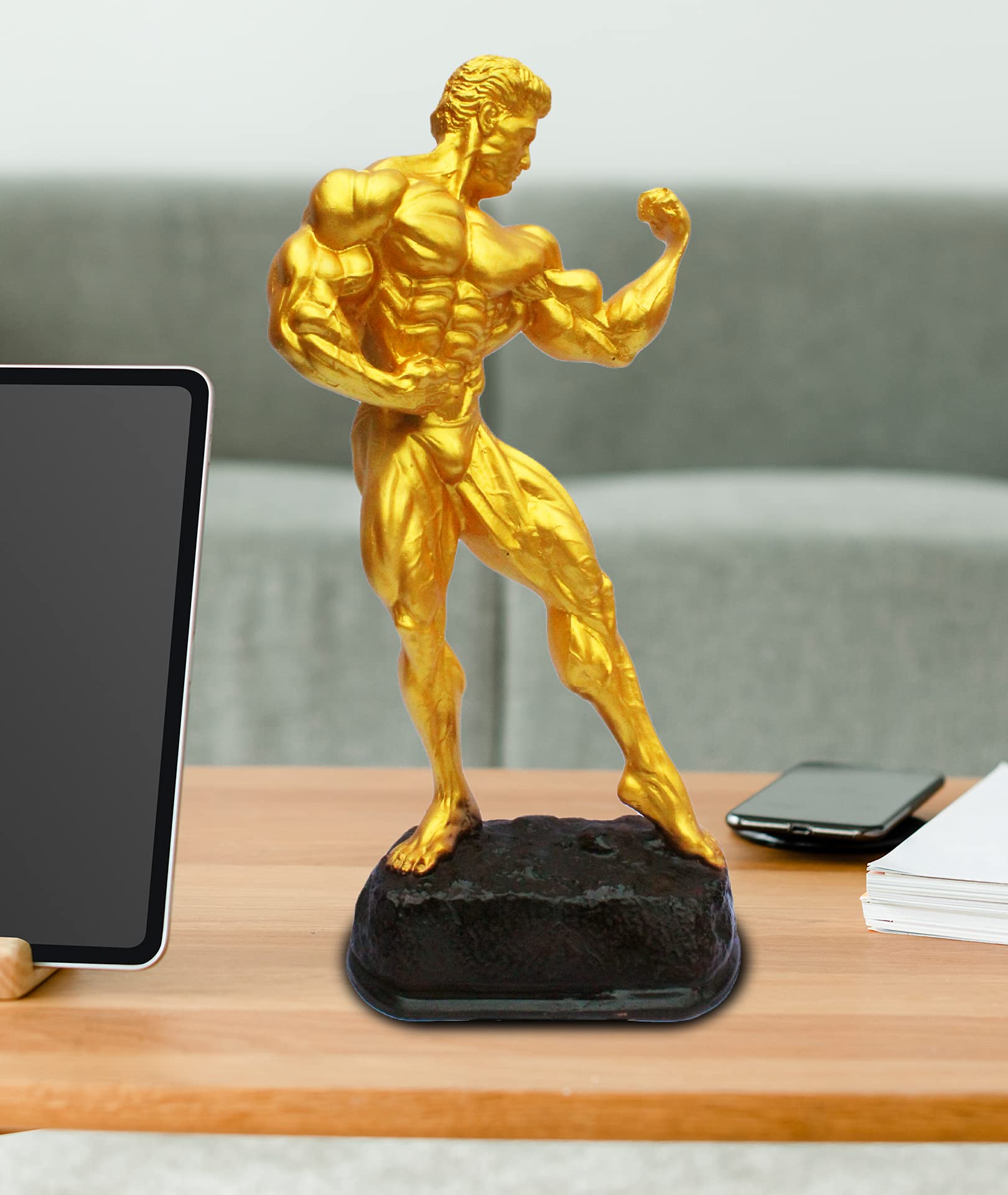 KD HUB # Body Builder - Golden showpiece for Home dcor/Gift Item/Desk/Study Table/Office