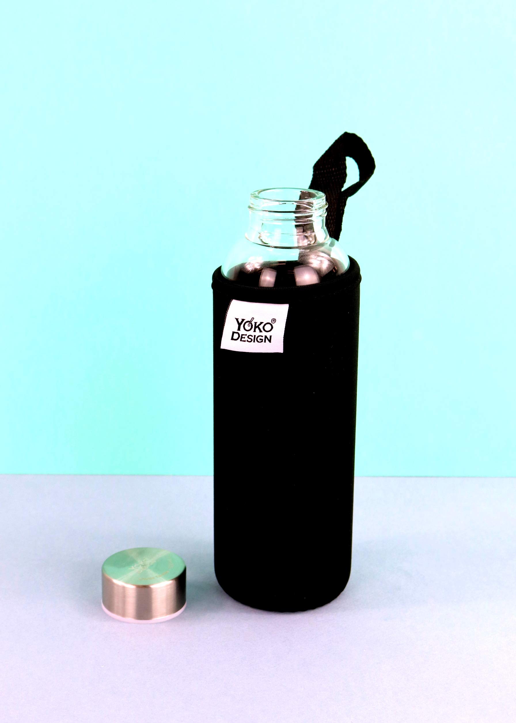 YOKO DESIGN - Glass Bottle 500 ML with Black Neoprene Pouch & Gift Box - Image 3