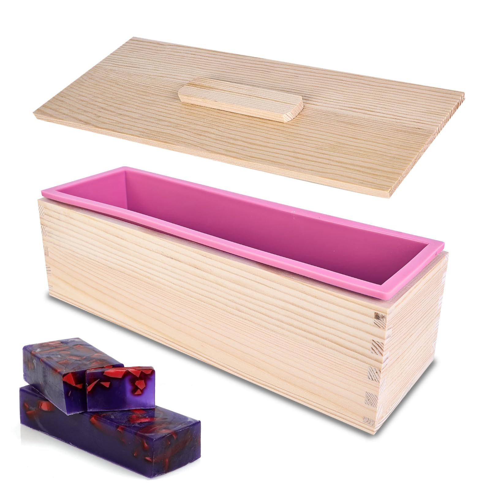 Seifenform Mit Holzbox – 1200 Ml, Silikon-Inlay, Für DIY Seifen, Backen & Desserts