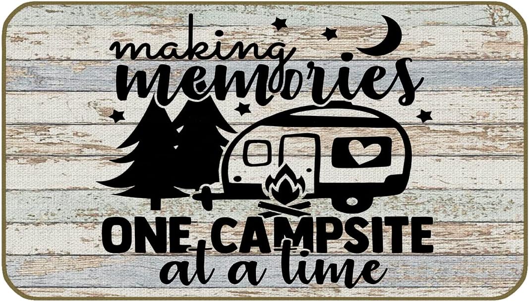 UINHMOP 17''×30''Making Memories One Campsite at A Time Decorative Doormat,Funny Camping Floor Mats,Farmhouse Decor for Home Front Door Porch Outdoor Indoor Campsite RV,Camping Lovers Campers Gift