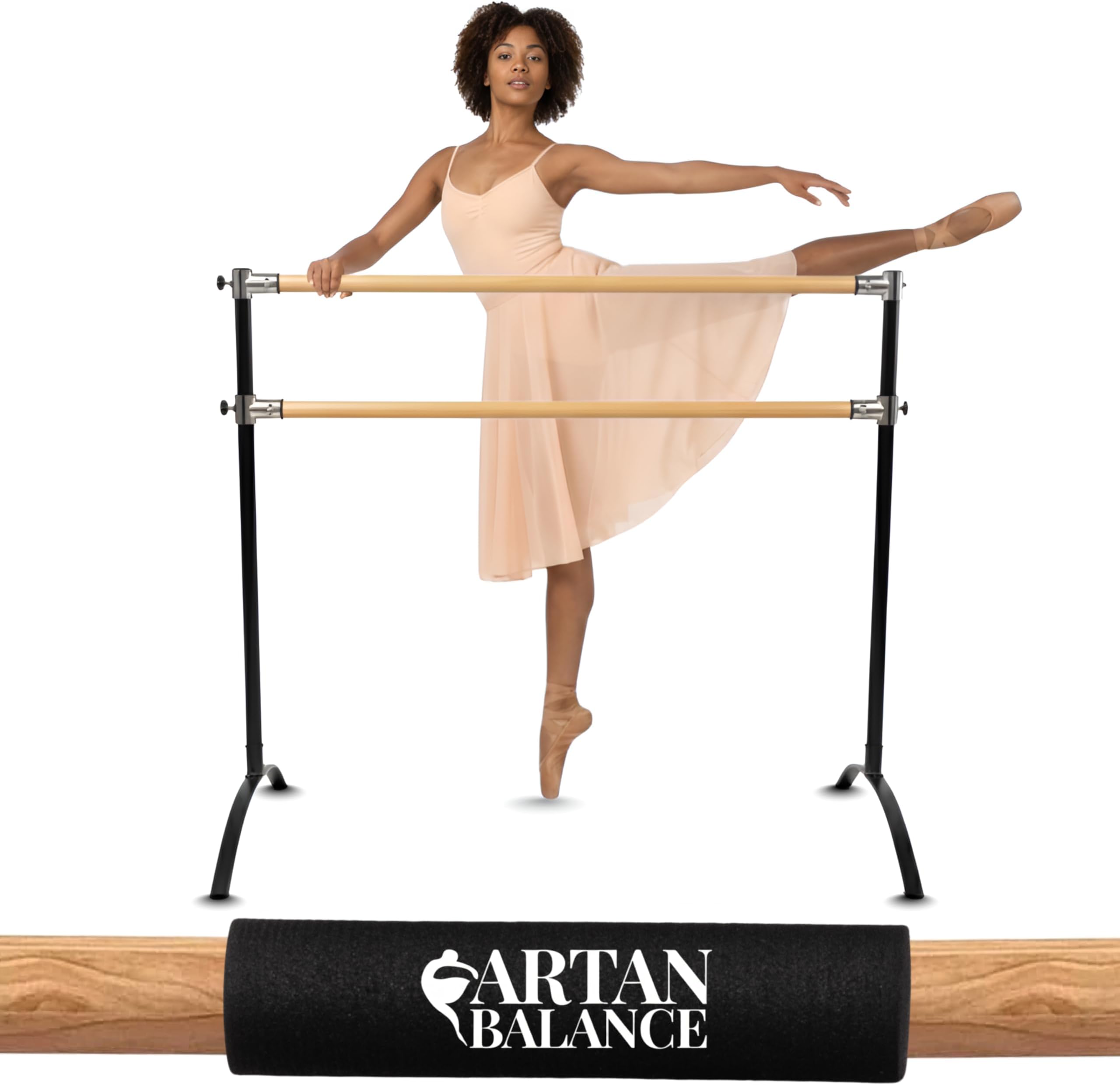 Portable Ballet Barre, Freestanding Height-Adjustable Bar for Home or Studio, Single or Double, Kids and Adults