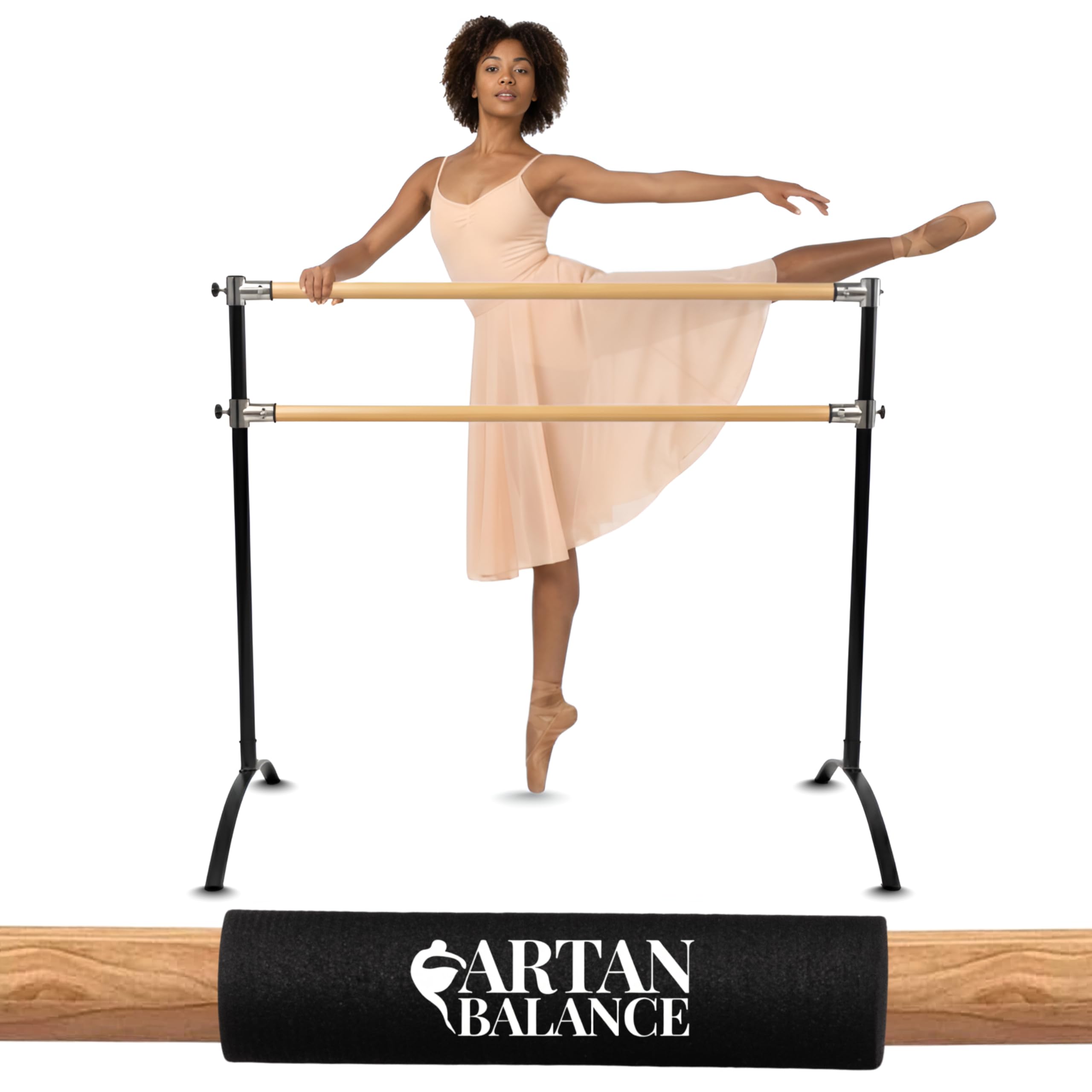 Artan Balance Ballet Barre Portable for Home or Studio, Freestanding Adjustable Bar for Stretch, Pilates, Dance or Active Workouts, Well-Balanced with Non-Slip Fit, Kids and Adults