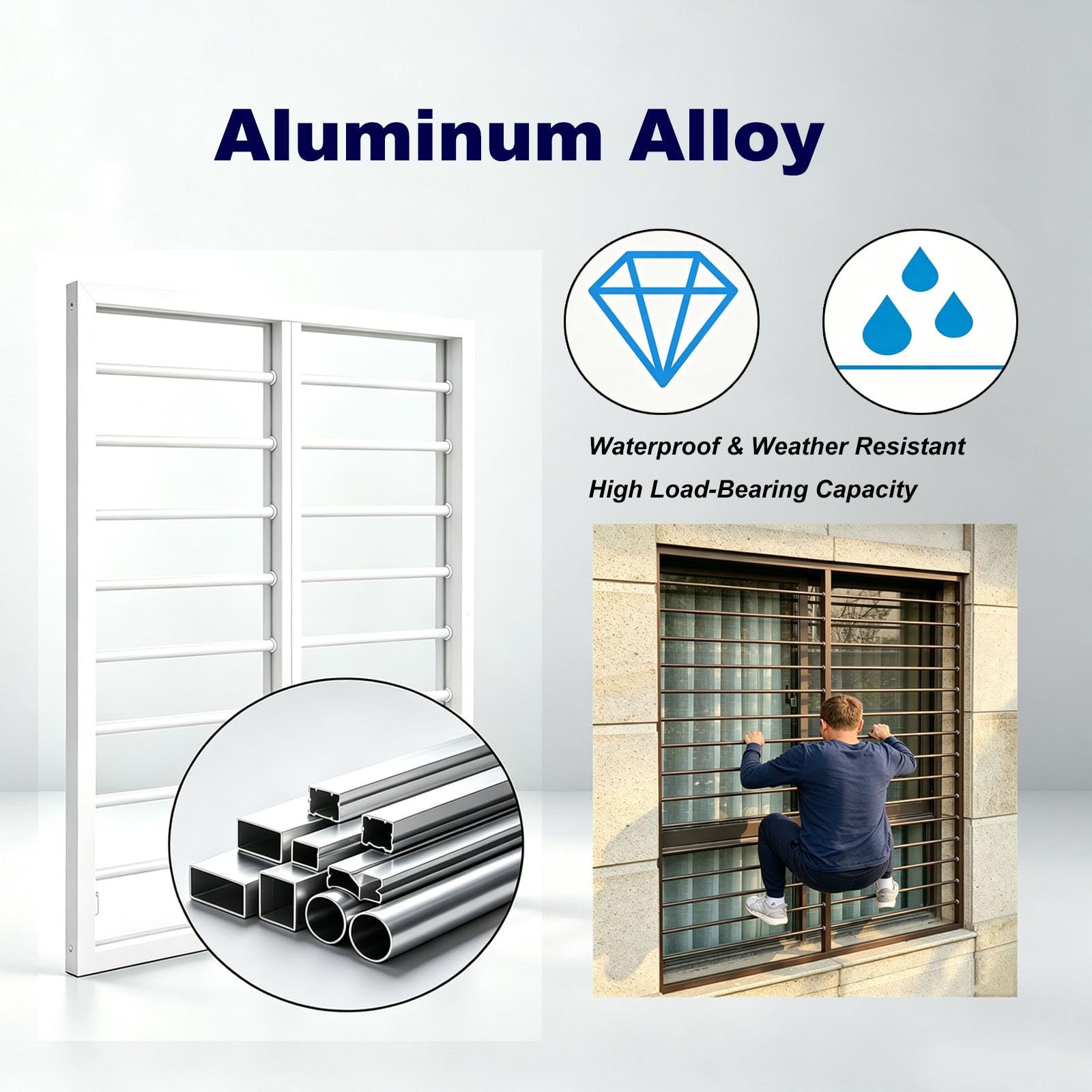 Rejas de Seguridad para Ventanas con Cierre, Seguridad Infantil | Rejilla de protección de ventana extraíble, instalación interior o exterior, anti caída(W40xH40cm/15.7x15.7in)