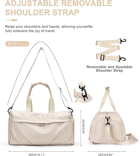 Miniatura 4 de Bolsa de gimnasio para mujeres y hombres con compartimento para zapatos, bolsa de lona deportiva, impermeable, para viajes, fin de semana, bolsa de