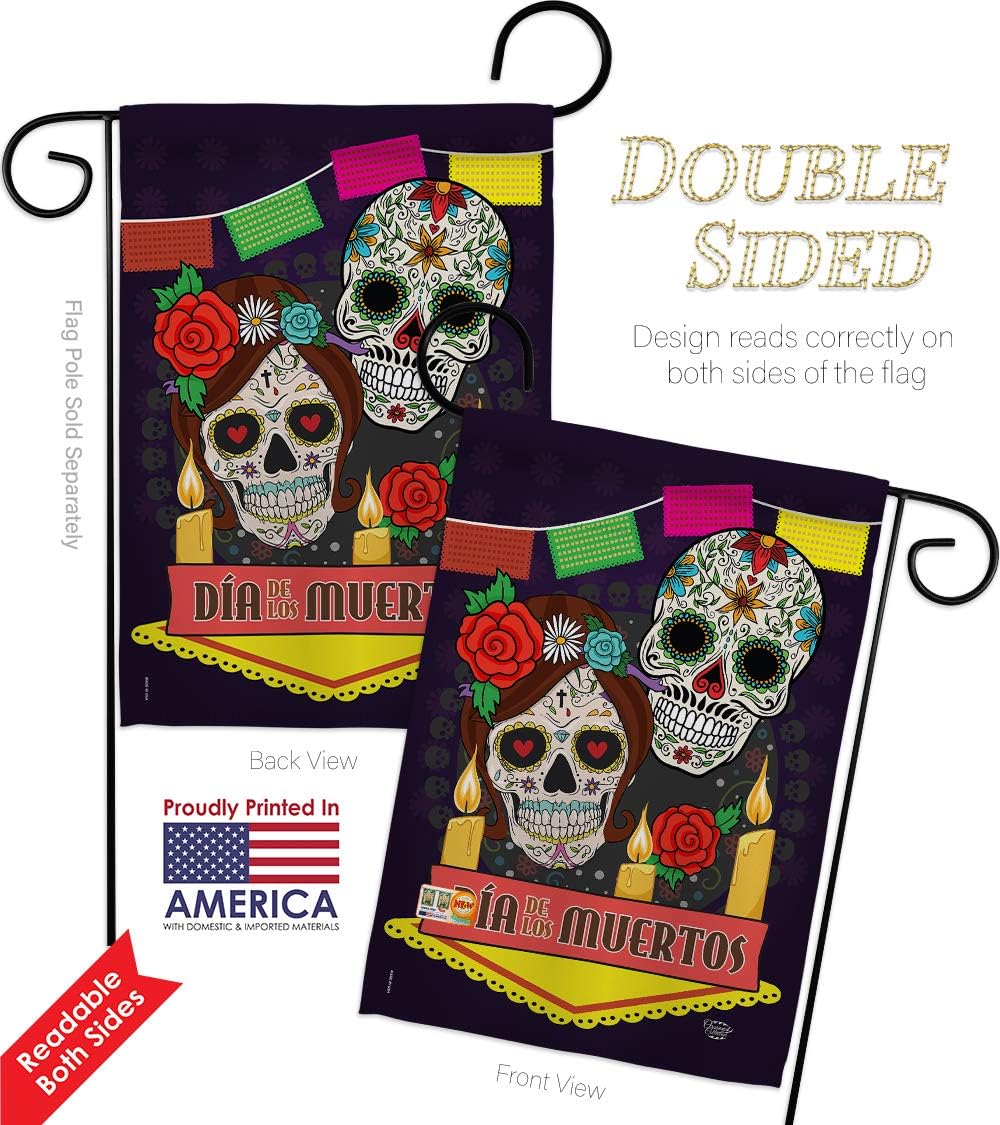 Dia de los Muertos Garden House Flags Set Falltime Day of Dead Fiesta Mexican Party Autumntime Small Decorative Gift Yard Banner Double-Sided Made In USA 28 X 40