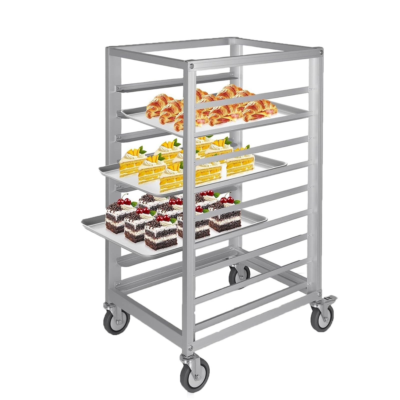Estante Para Panadería - Estante Comercial De Aluminio Para Panadería, Rejilla De Enfriamiento Con Ruedas Giratorias De Alta Resistencia, Equipo Para Hornear Pan