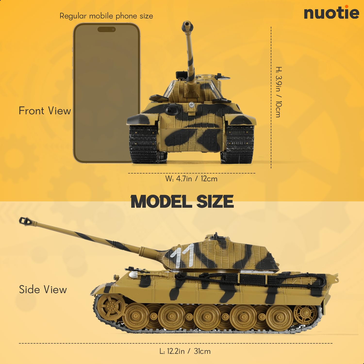NUOTIE Kit de tanque de metal alemão King Tiger II escala 1/32