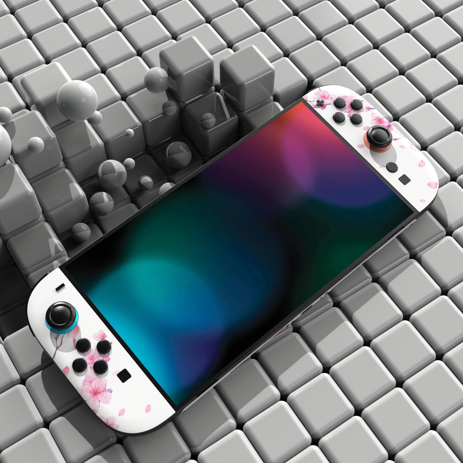 PlayVital Komplettschutz Folien-Set für Nintendo Switch 2 Konsole & Joy Con, Individuell gestaltete Vinyl-Aufkleber Zubehör für Nintendo Switch 2, Dock und Handgriffe – Cherry Blossoms Petals A - 5