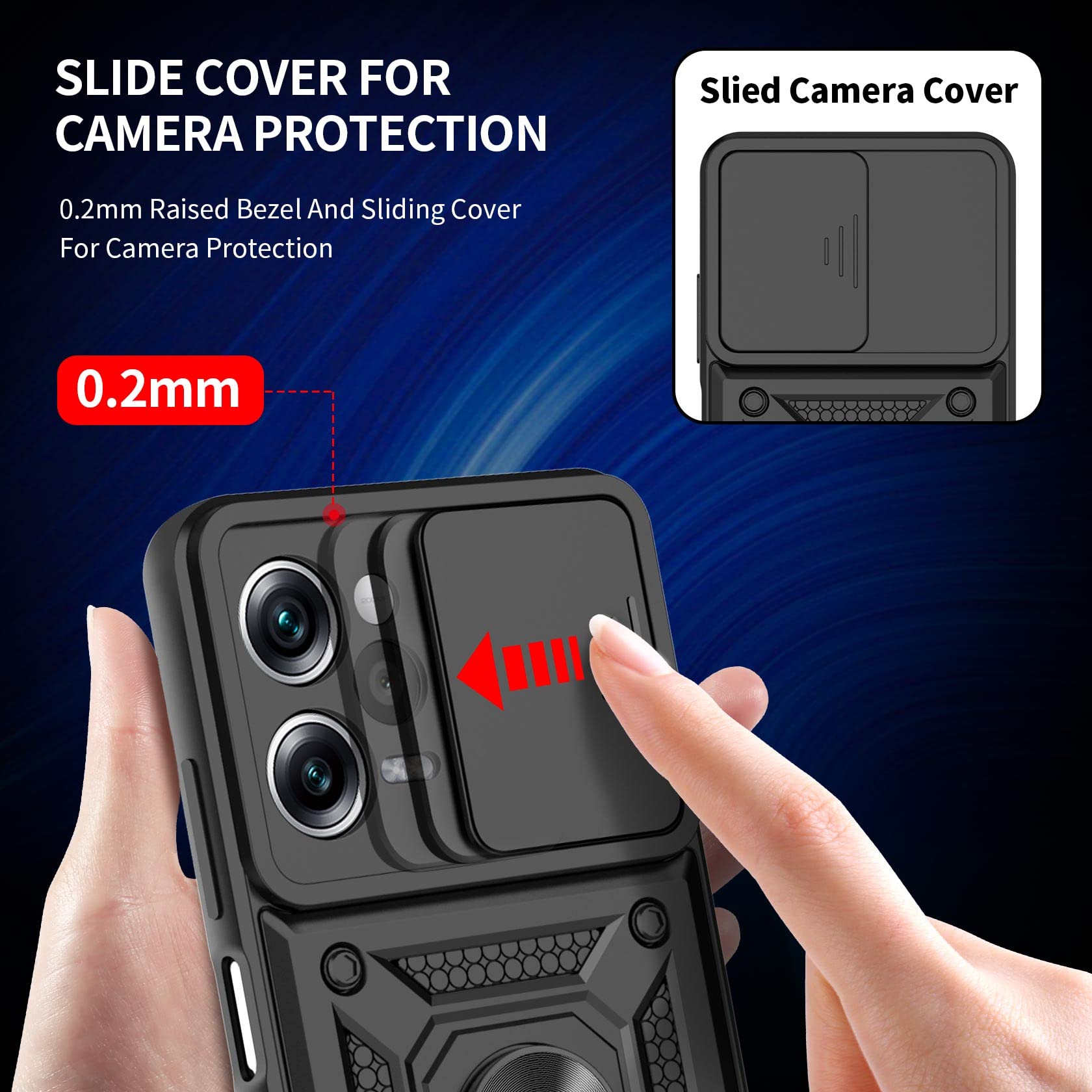 Funda Xiaomi Redmi Note 12 4G Con Cubierta Deslizante Para Cámara Y Soporte Magnético - Armadura Ultrafina Antigolpes PC+TPU