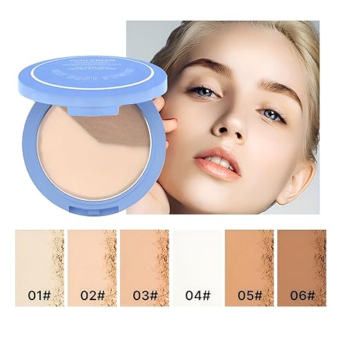 Oil Control Face Pressed Powder, Matte Smooth Flawless Setting Powder, Waterproof Long Lasting Finishing Powder with Mirror, Foundation for Shine Control Makeup (#03-PURE BEIGE)(#06-CINNAMON BROWN)