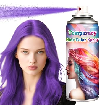 Purple Hair Color Spray Temporary for Women,120ML Purple | Instant Vivid Hair Dye that Washes out in 1 Wash,One-Time Use,Quick-drying Colored Hair Spray for Halloween,Christmas,Cosplay