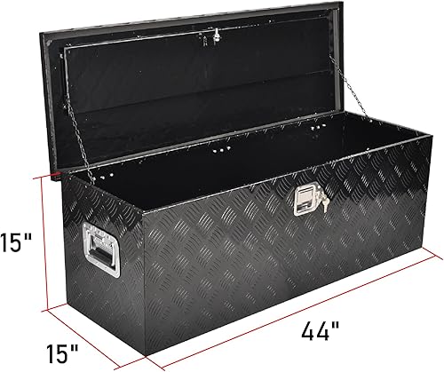 Miniatura 3 de SSN Caja de herramientas de aluminio resistente de 44 pulgadas, caja de herramientas con patrón de banda de rodadura de 5 barras con mango lateral,