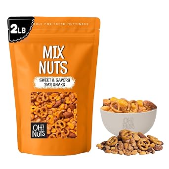 Oh! Nuts Sweet & Savory Bar Snack Nut Mix is a delightful blend of nuts offering a perfect balance of sweet and savory flavors. Its a mouthwatering treat for any snacking occasion. 2LB