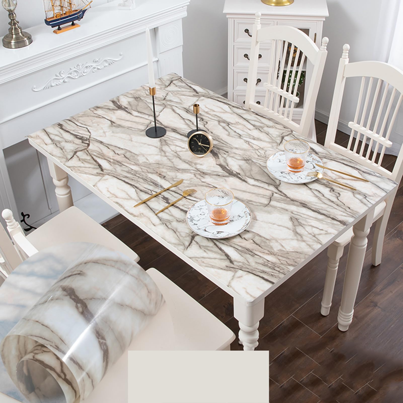 QBYRSSS Transparent Table Cover Protector Floral Printed Table Protector 1mm Thick Clear PVC Table Cover NonSlip Table Mat Oil Resistant Wipeable Desk Protector Transparent Tablecloth (A 100x150cm)