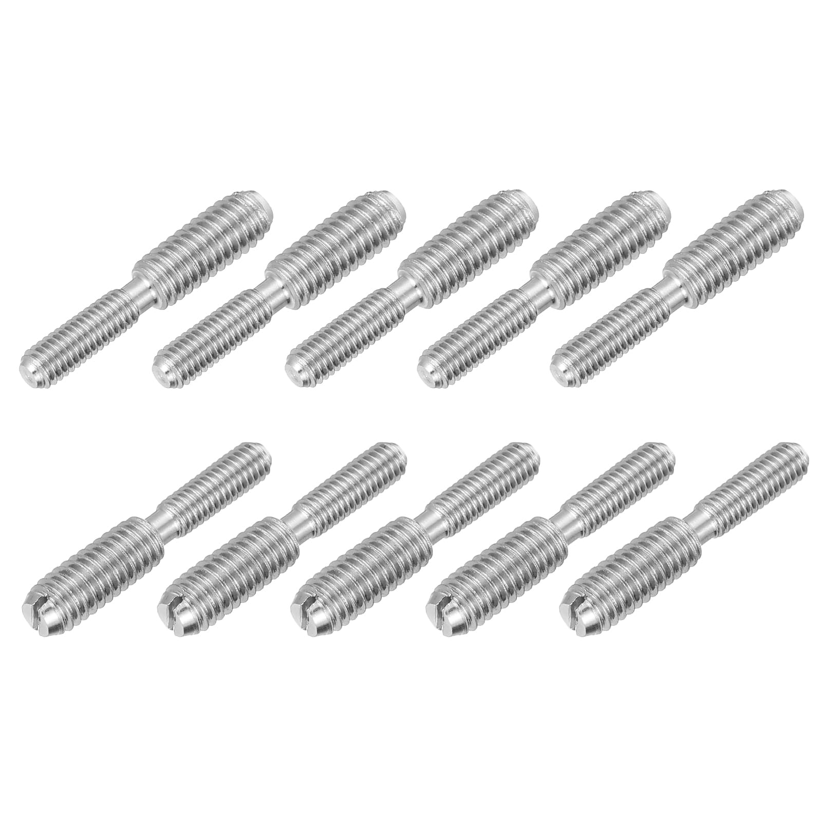 PATIKIL M3x10 to M4x10 Double End Threaded Stud Screw Bolt, 10 Pack Slotted Head 304 Stainless Steel Rod Bolts Thread Reducer Adapter for Furniture Fastener, 20mm Long