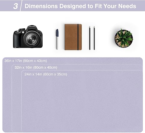 Miniatura 10 de TOWWI - Tapete de escritorio a doble cara, 36 x 17 pulgadas, piel sintética, impermeable, protector de escritorio, mouse pad (negrorojo)