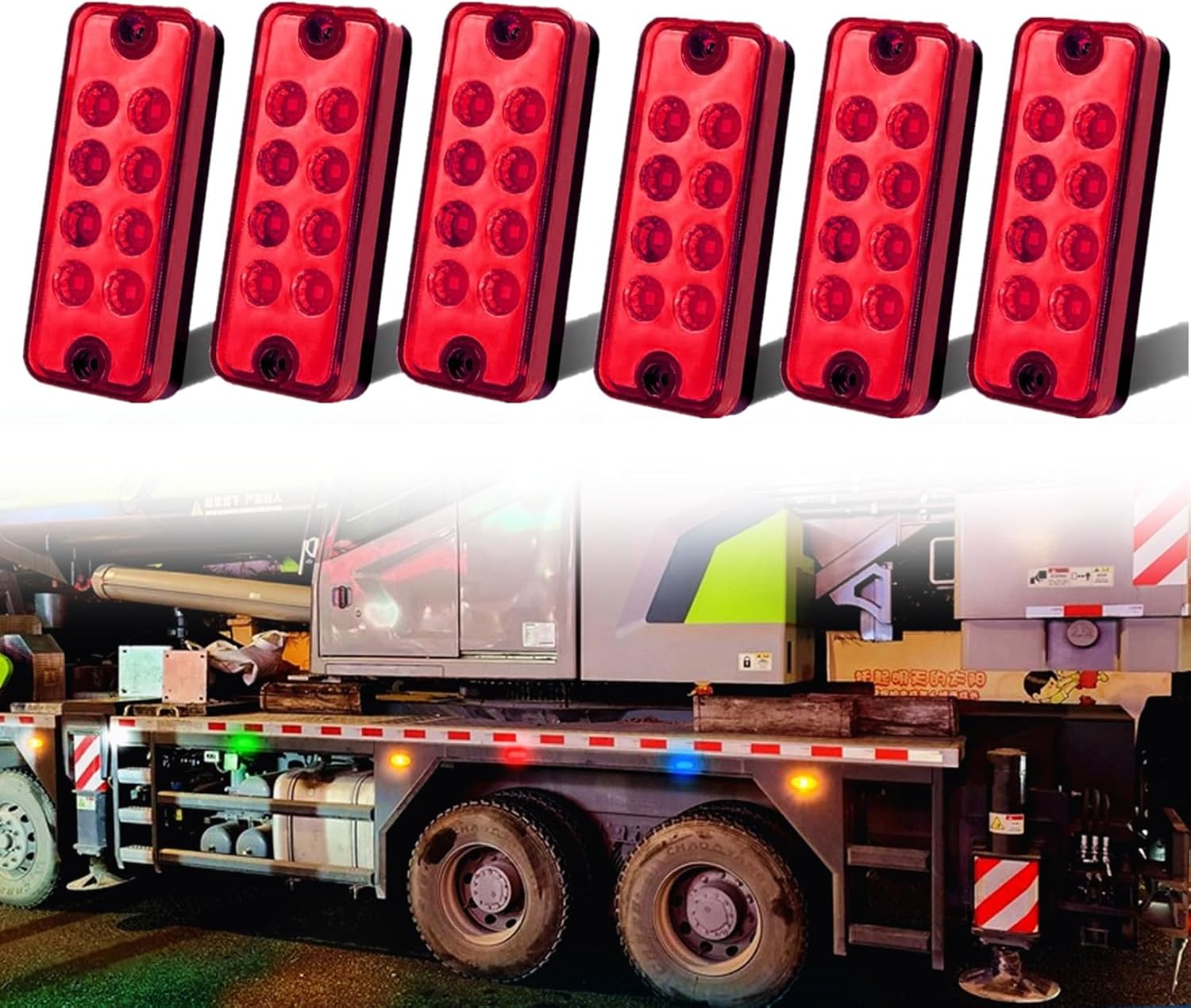 Ourbest LED Truck Marker Lights, 8-LED Rectangle Clearence Side Marker Light Red 12V-24V Waterproof for Car Trailer Van RV Bus Lorry(Red)