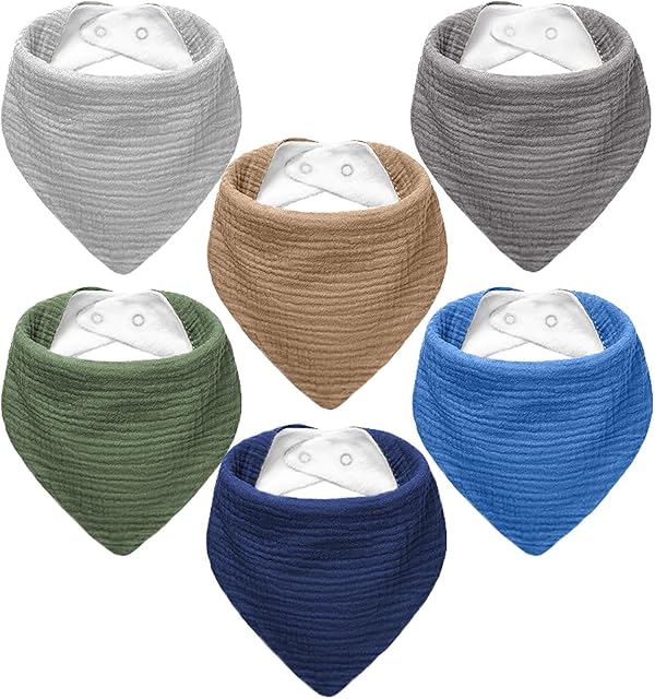 NISXABEBE Muslin Bébés 6-Pack Bébé Drool Bandana Bibs pour bébé Filles Garçons Bébé Nouveau-né Tout-petit Drooling et Dentition