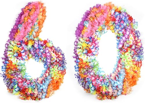 Miniatura 7 de Heardind 60 piezas de Leis hawaianos coloridos tropicales Leis surtido para Leis Luau fiesta, recuerdos de playa o adornos para cualquier ocasión (5