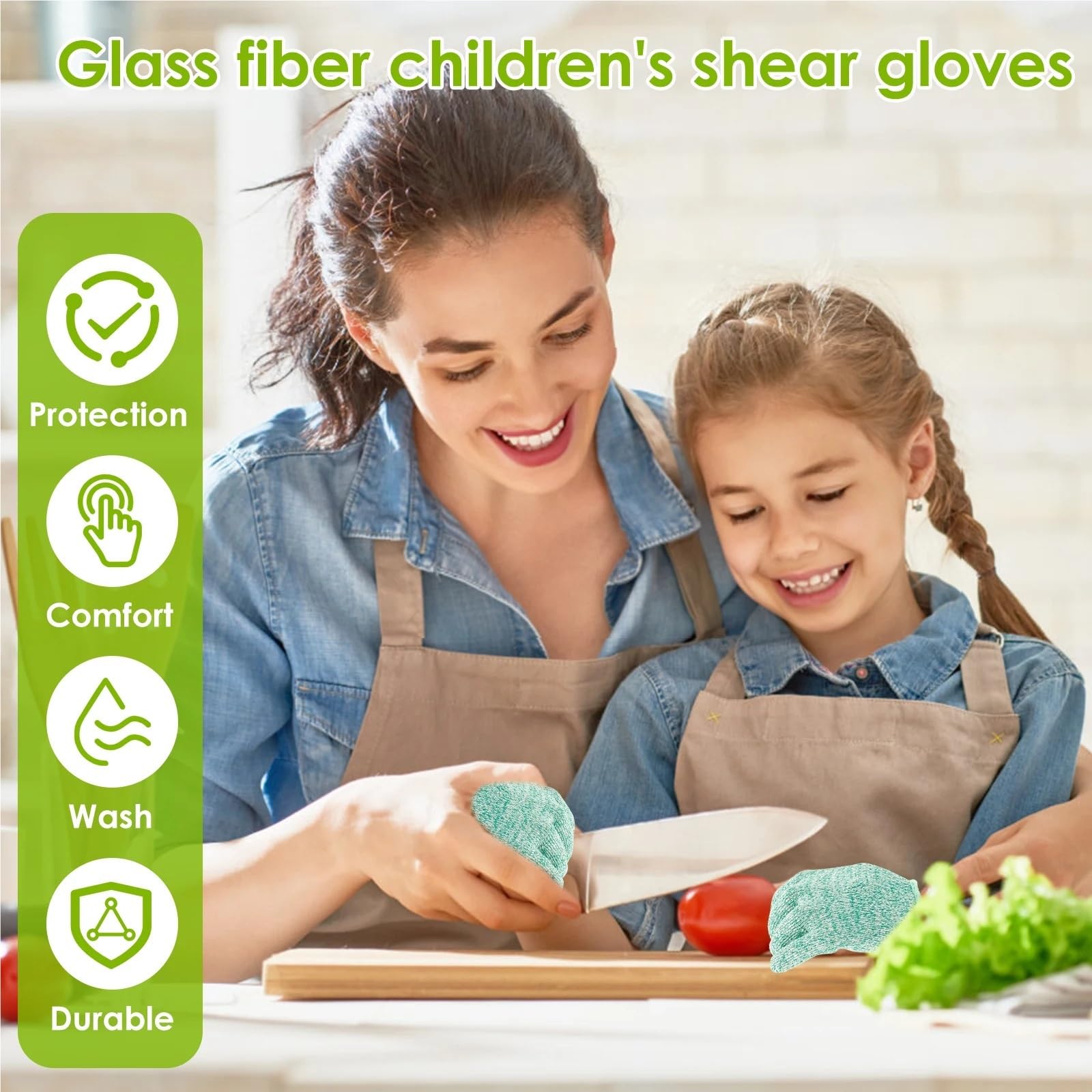 1 par de Guantes de Seguridad Infantiles anticorte HPPE de Alta Resistencia, Nivel 5 de protección, es for jardinería y Manualidades.(Yellow,XS)