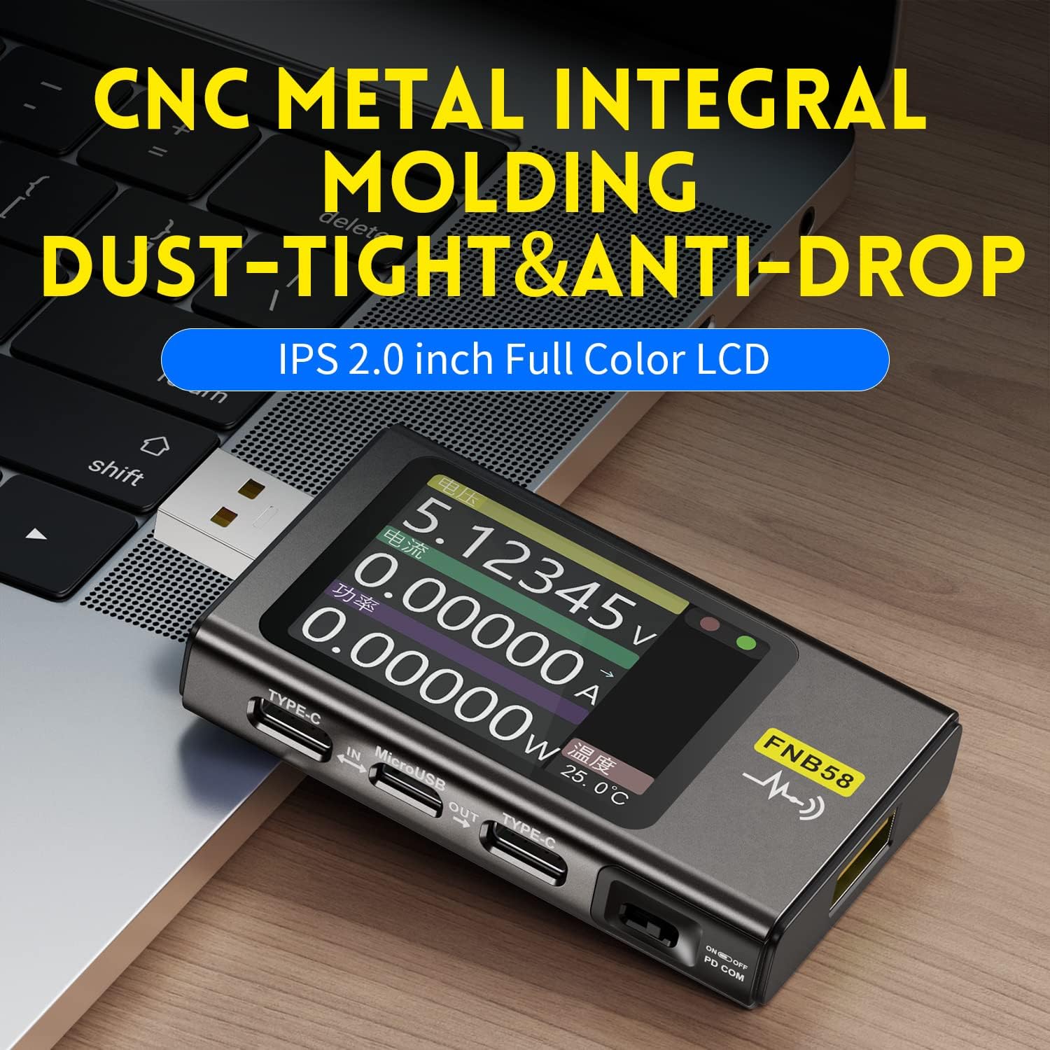 USB Tester 4-28V 7A LCD USB A&C Voltage Current Power Tester Multimeter, Fast Charge Detection Trigger Capacity Ripple Measurement, PD2.0/PD3.0,QC2.0/QC3.0