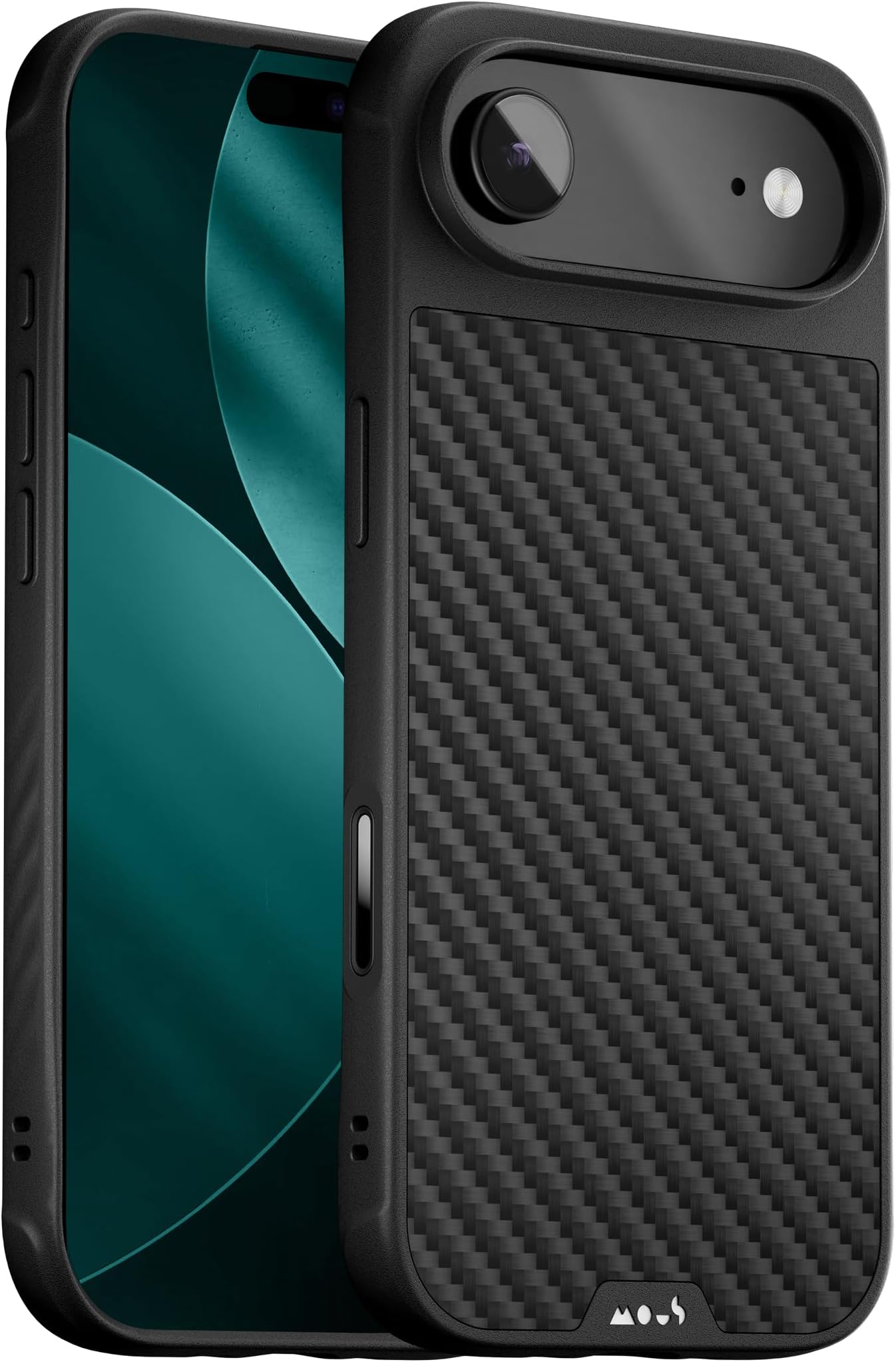 Mous iPhone Air 6.5 Case Compatible with MagSafe - Infinite - iPhone 17 Air Carbon Fiber Protective Cover - Shockproof, Full Camera Protection, Anti-Scratch Back, Black