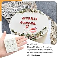Vista 3 de Sijiangmold Molde de fondant de corazón MR MRS I DO, molde de silicona para decoración de tartas, molde de anillo de copa de vino de champán