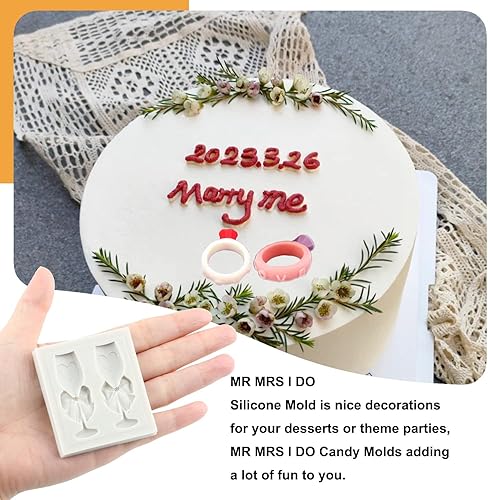 Miniatura 3 de Sijiangmold Molde de fondant de corazón MR MRS I DO, molde de silicona para decoración de tartas, molde de anillo de copa de vino de champán para