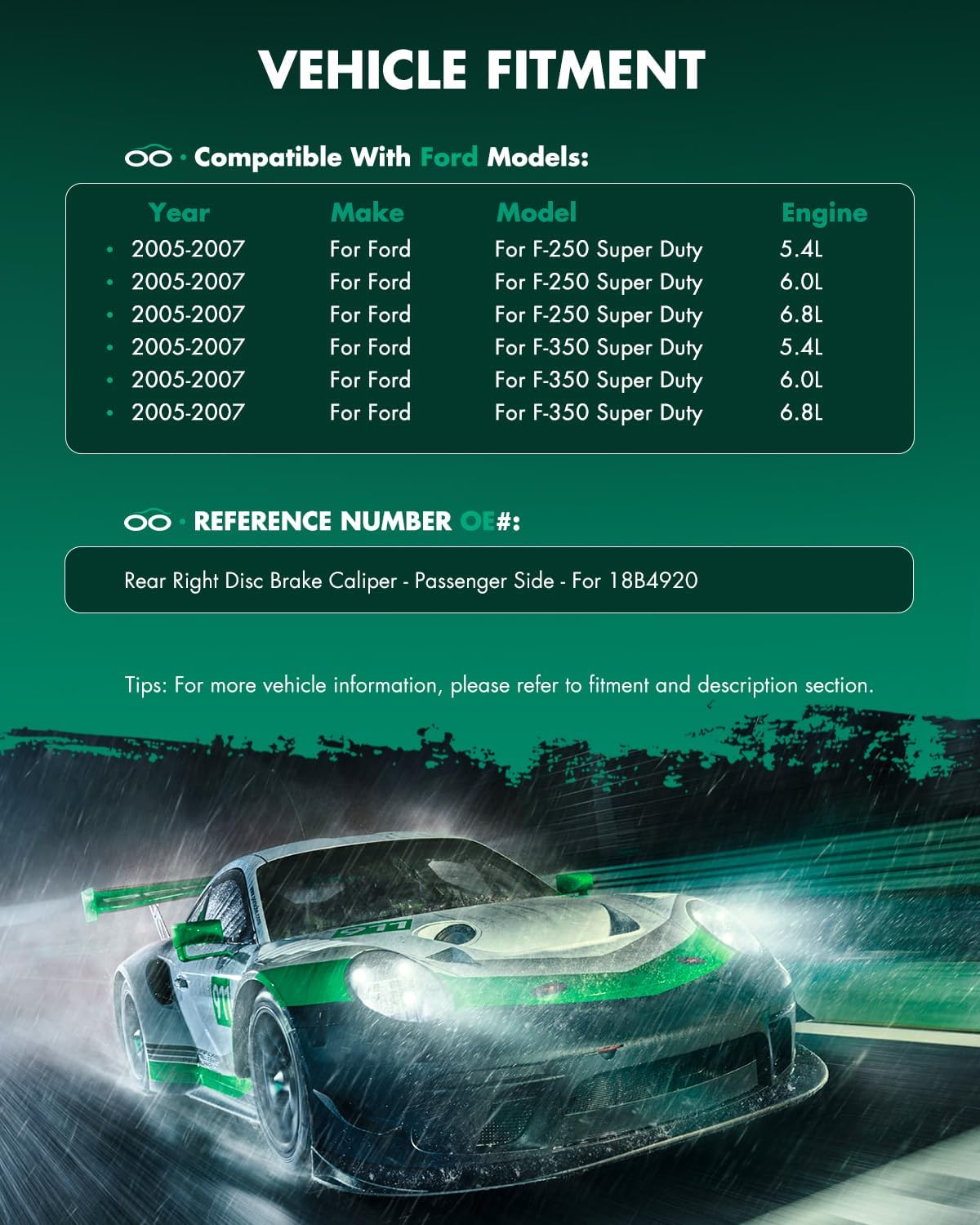 SCITOO 8B4920(Rear Passenger Side) Brake Piston Caliper Fit For Ford For F-250 Super Duty 2005-2007,For Ford For F-350 Super Duty 2005-2007