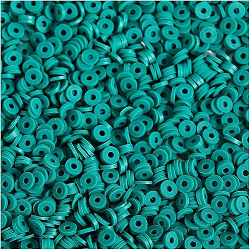 Miniatura 9 de 300 cuentas sueltas redondas planas de 0.236 pulgadas, espaciador de arcilla polimérica para joyería, fabricación de pulseras, color sólido, rojo