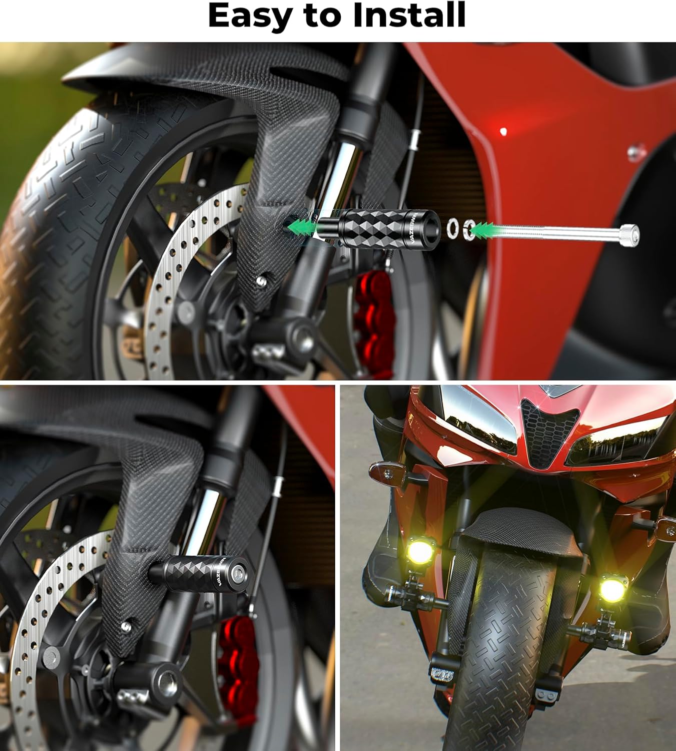VAZESWIN 2PCS Motorcycle Fender Mudguard Driving Light Mounts, Aluminum Alloy CNC Machined Extender Support Bars Fit for M6 M8 Hole, Fit for Motorcycle Spotlight Mounting Bracket Fog Light Bracket