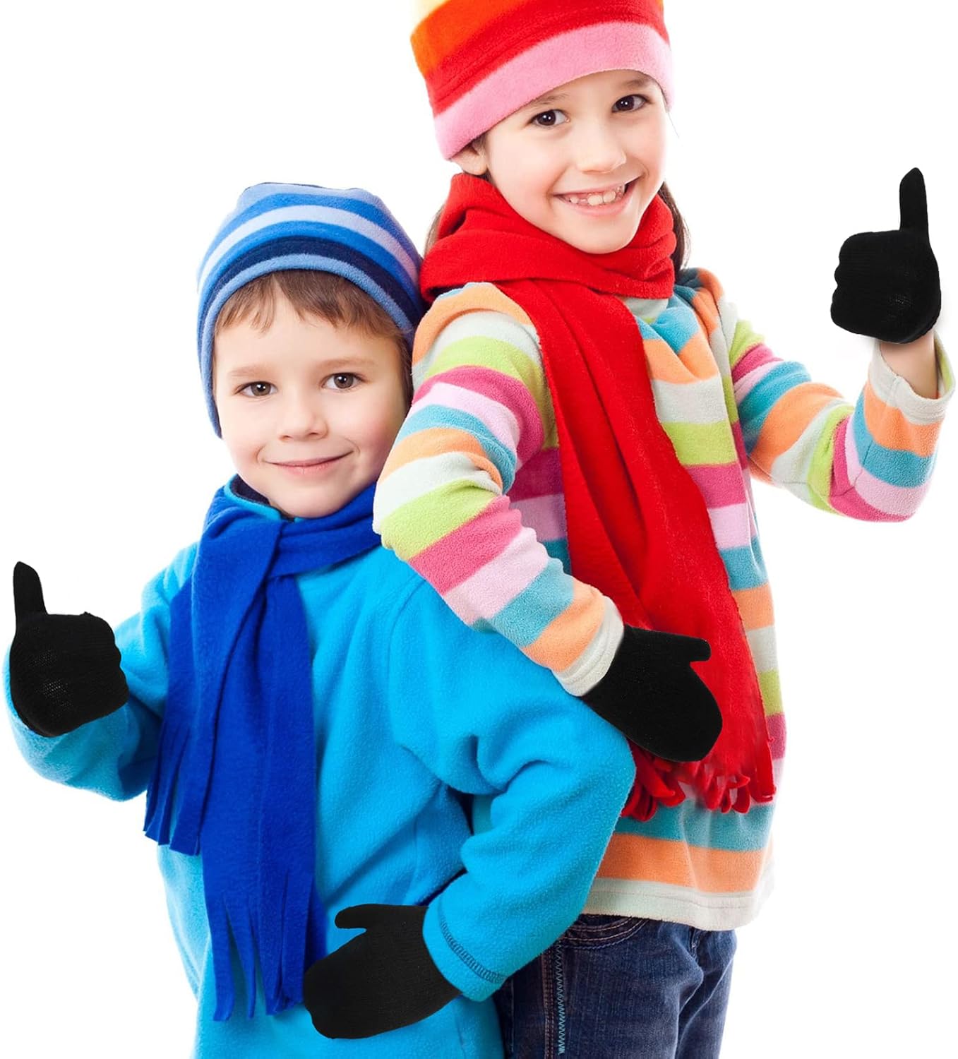 Handepo 50 Pairs Kids Winter Mittens Gloves Bulk Toddler Stretch Mittens Children Knit Gloves for Homeless Little Girl Boys