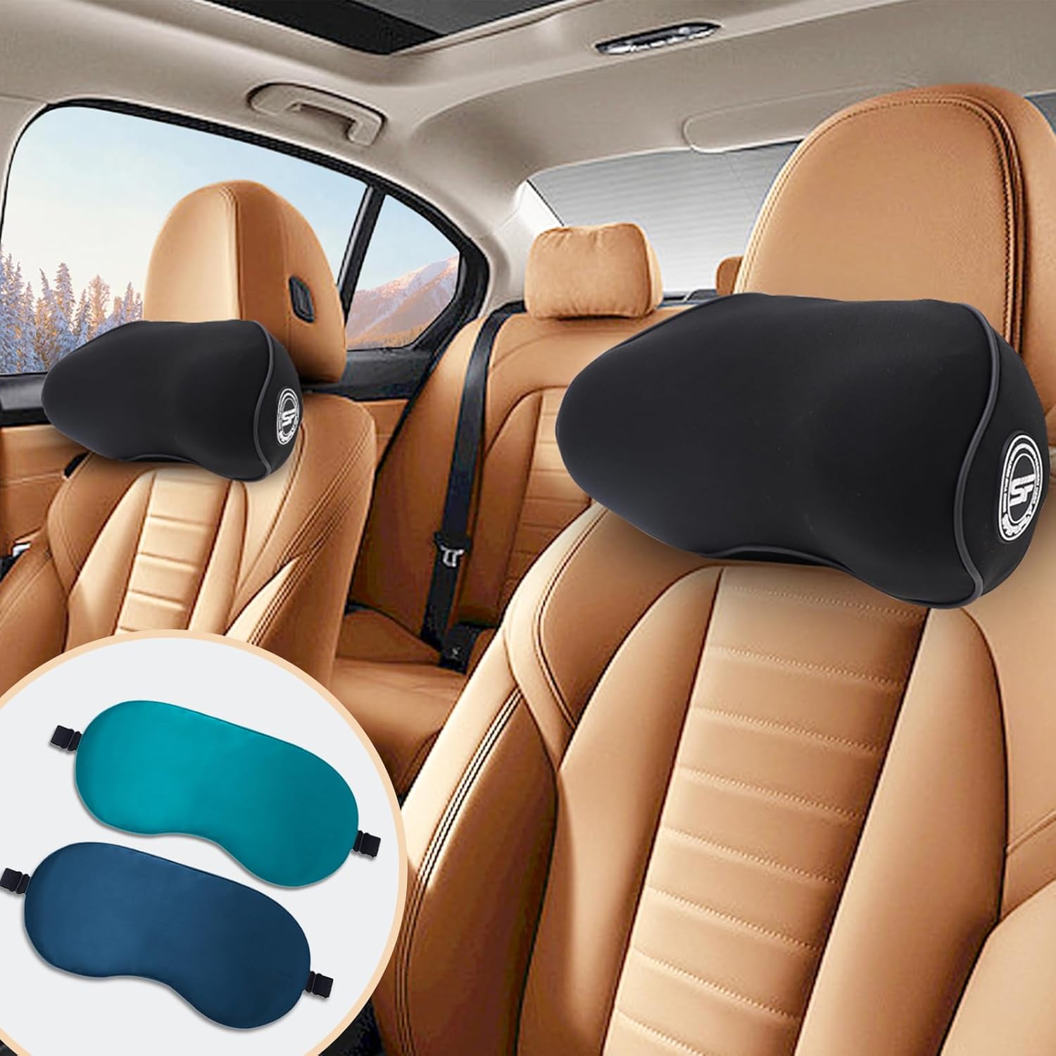2 Pack - Car Headrest Pillow for Neck Support