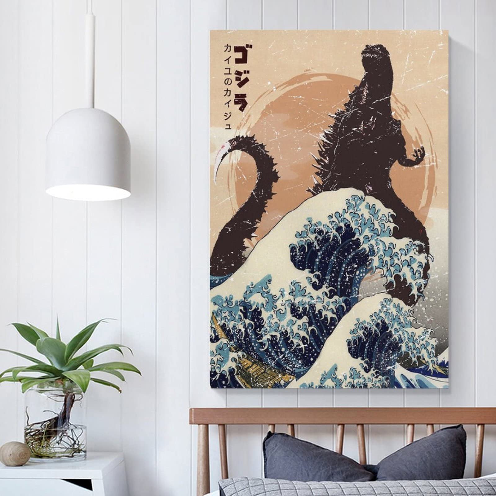 Amazon｜ゴジラ浮世絵リビングルーム寝室廊下オフィスクールポスター壁 